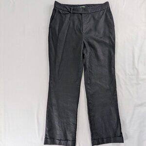 Lauren Ralph Lauren Black Linen Cuffed Hem Straight Leg Loose Fit Lined Trousers